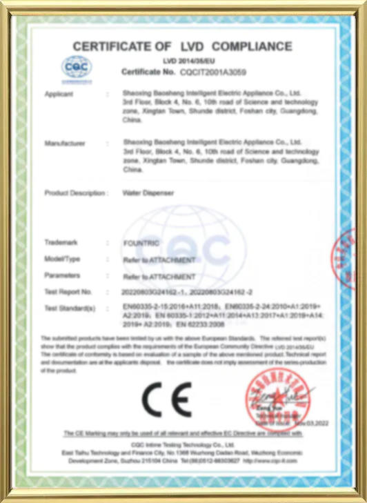 Certificate of Lvd Compliance